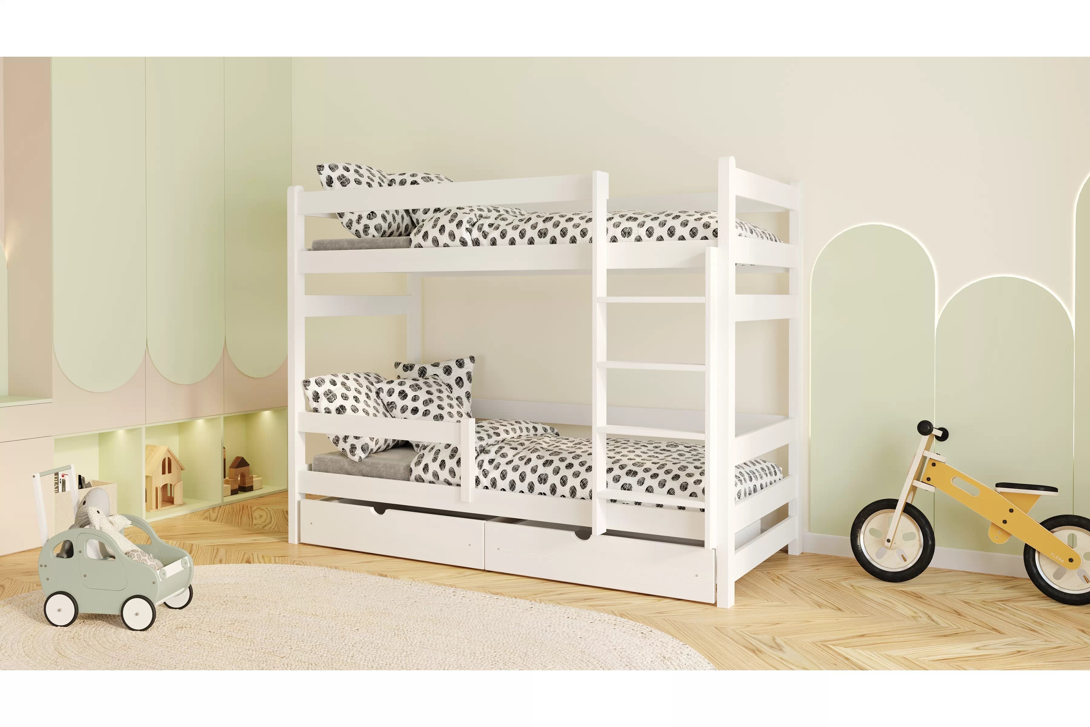 Poschodová posteľ Alis - biely, 90x200 Posteľ dzieciece Alis 90x200 poschodová - Biely