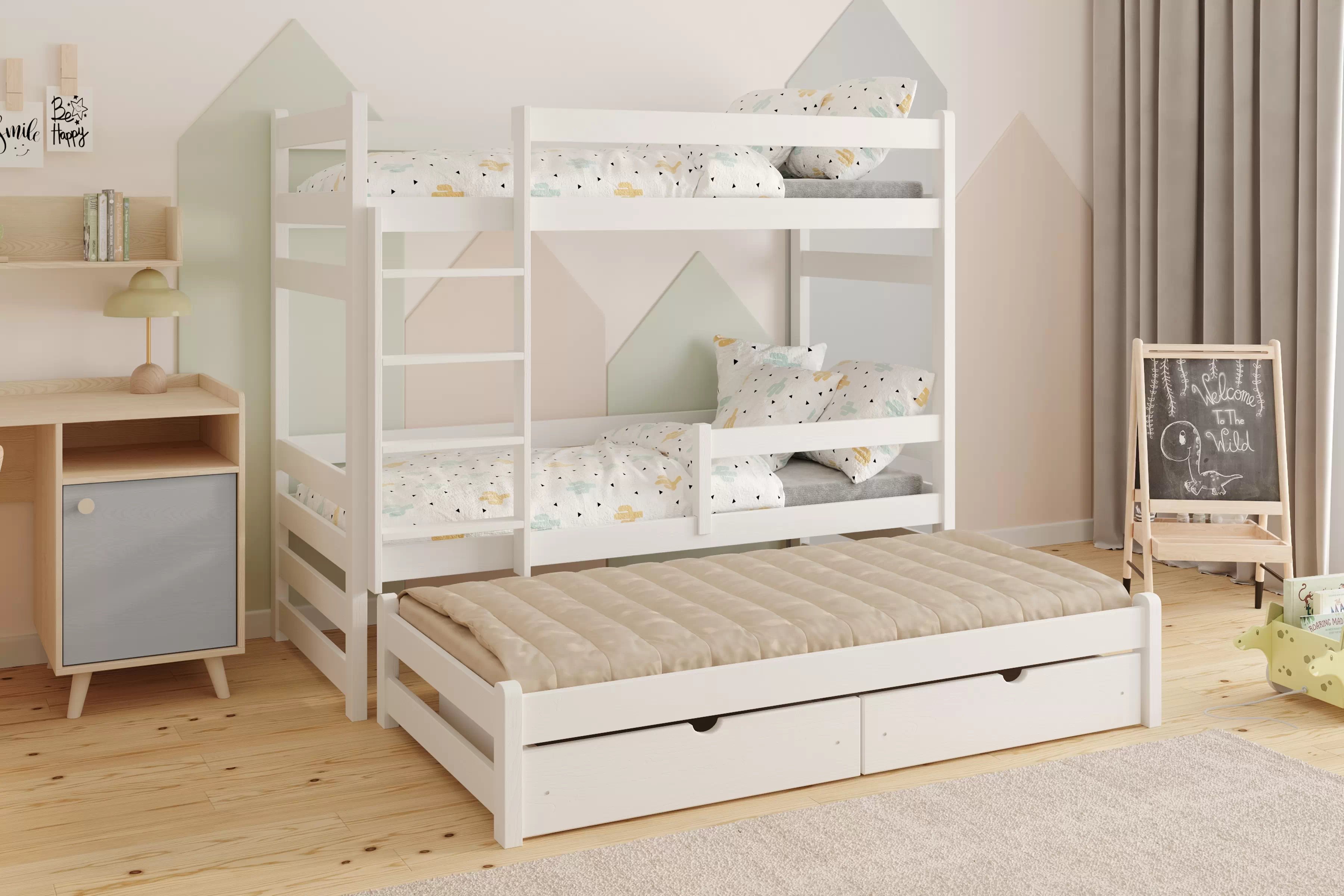 Dětská patrová výsuvná postel Alis 80x190 cm - bílá Postel dzieciece Alis patrová  výsuvná - 80x190 / bílá