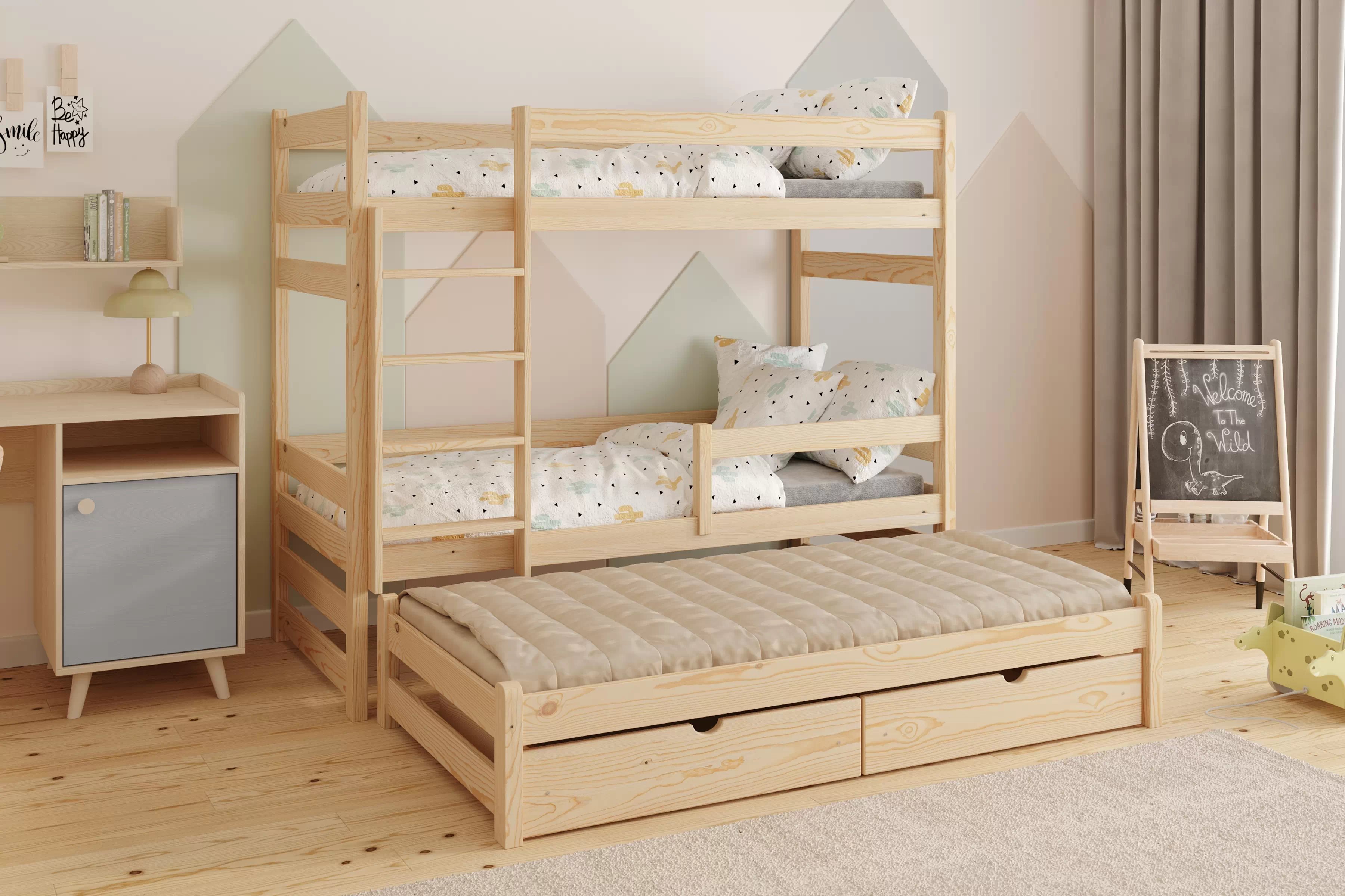 Dětská patrová výsuvná postel Alis 90x180 cm - borovice Postel dzieciece Alis patrová  výsuvná - 90x180 / borovice