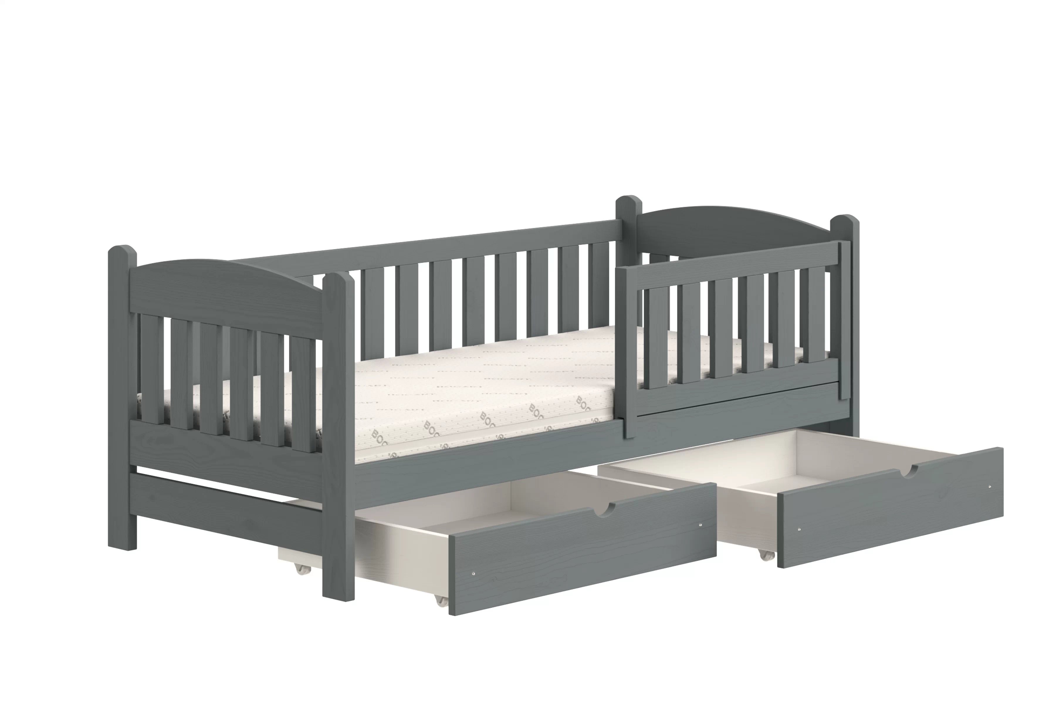 Dětská postel Alvins 70x140 cm - grafitová Postel dzieciece Alvins 70x140 dřevěná se zásuvkami - grafit