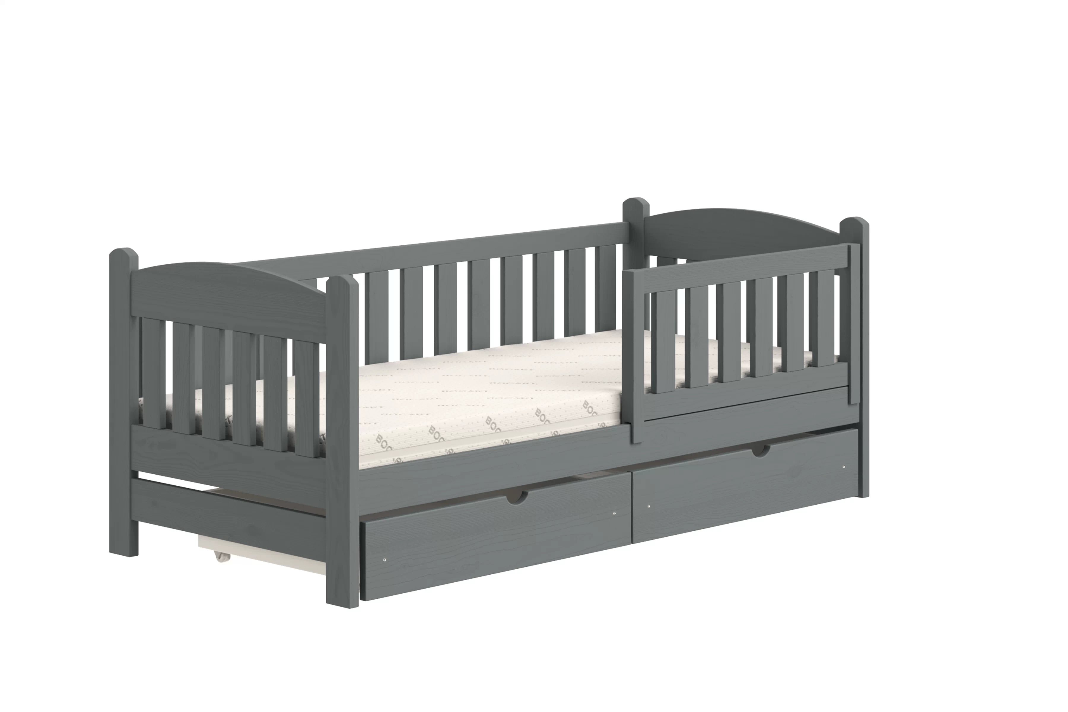 Dětská postel Alvins 70x140 cm - grafitová Postel dzieciece Alvins 70x140 dřevěná se zásuvkami - grafit