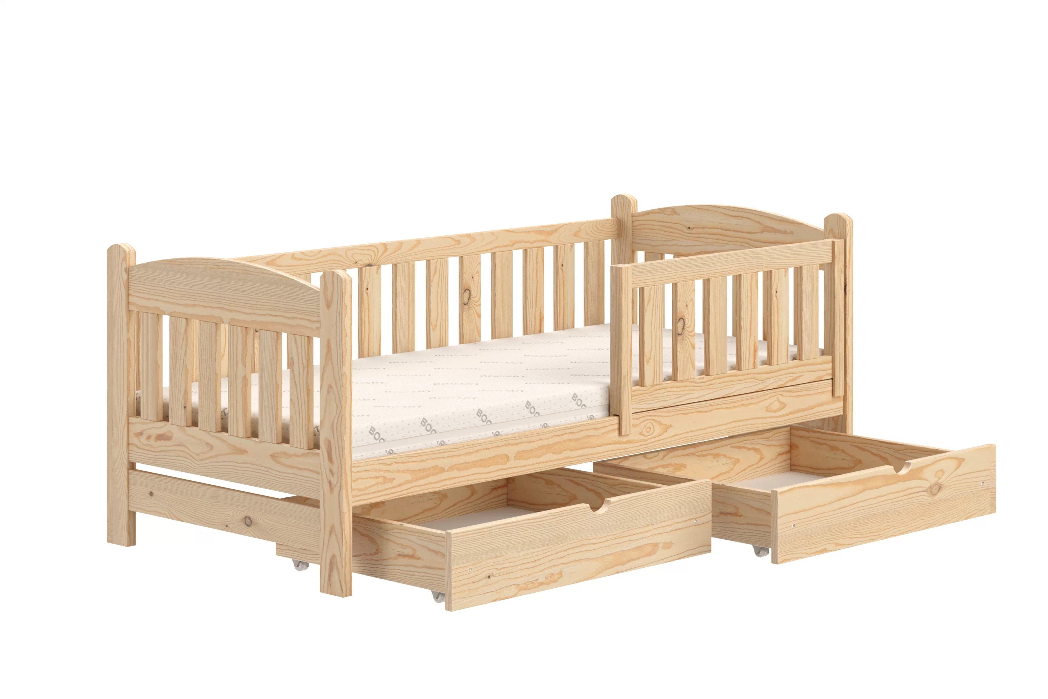 Detská posteľ Alvins so zásuvkami - 70x140 cm - borovica  Posteľ dzieciece Alvins 70x140 drevená so zásuvkami - Borovica 