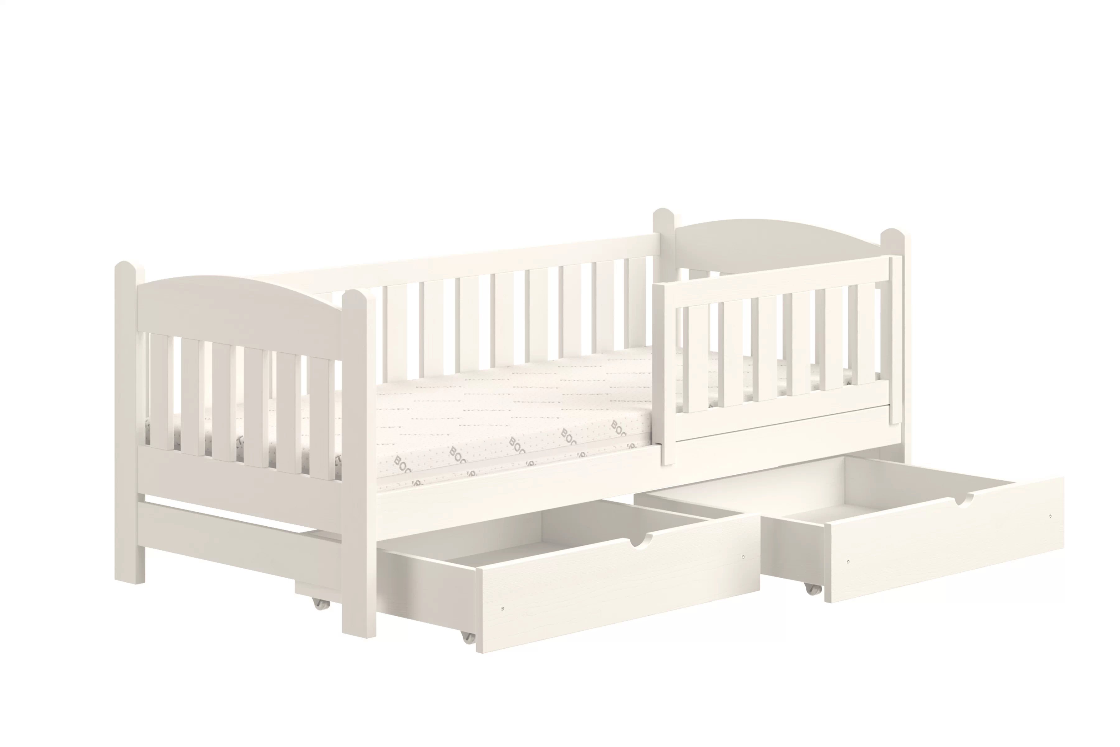 Detská posteľ Alvins so zásuvkami - 80x160 cm - biela Posteľ dzieciece Alvins 80x160 drevená so zásuvkami - Biely