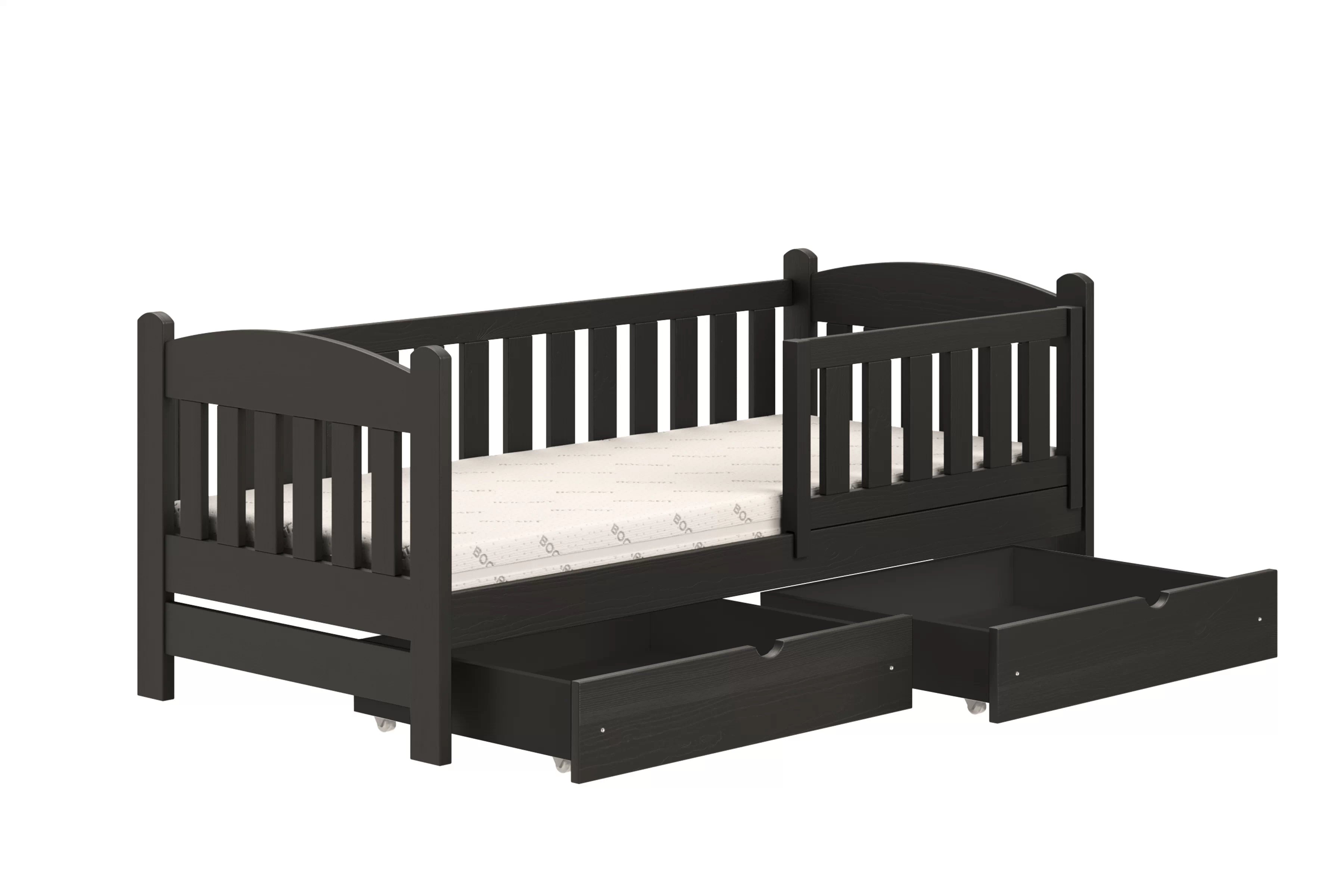 Detská posteľ Alvins so zásuvkami - čierny, 80x160 Posteľ dzieciece Alvins 80x160 drevená so zásuvkami - Čierny