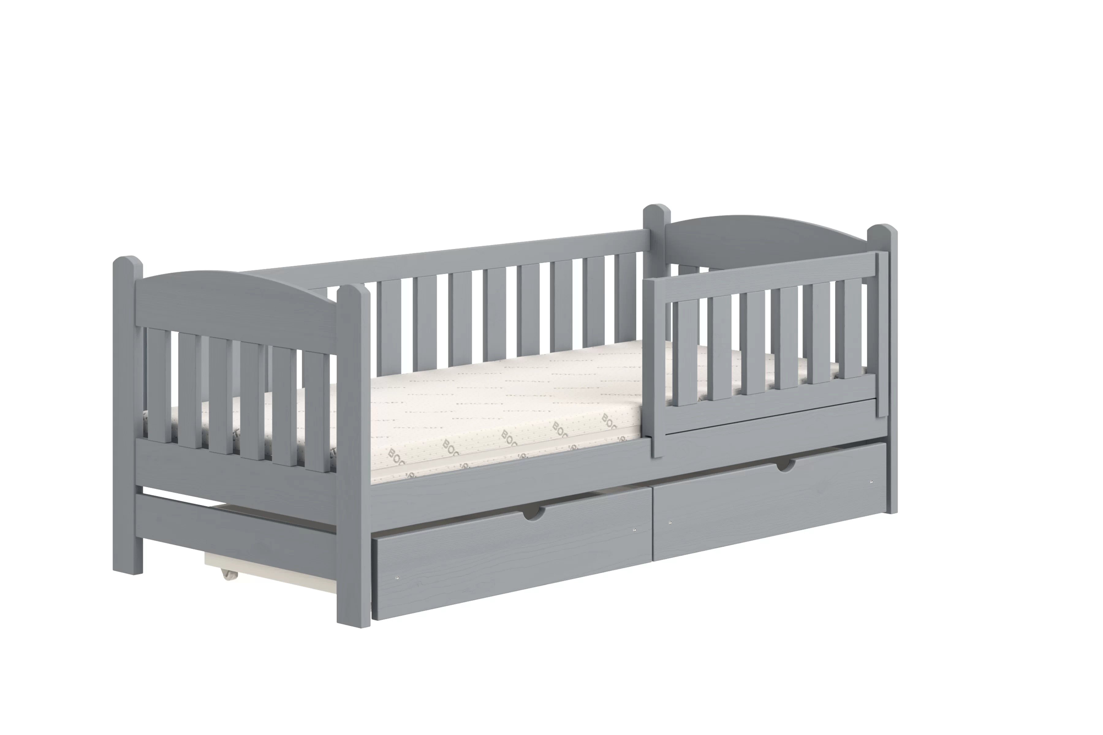 Detská posteľ Alvins so zásuvkami - 80x160 cm - šedá Posteľ dzieciece Alvins 80x160 drevená so zásuvkami - šedý