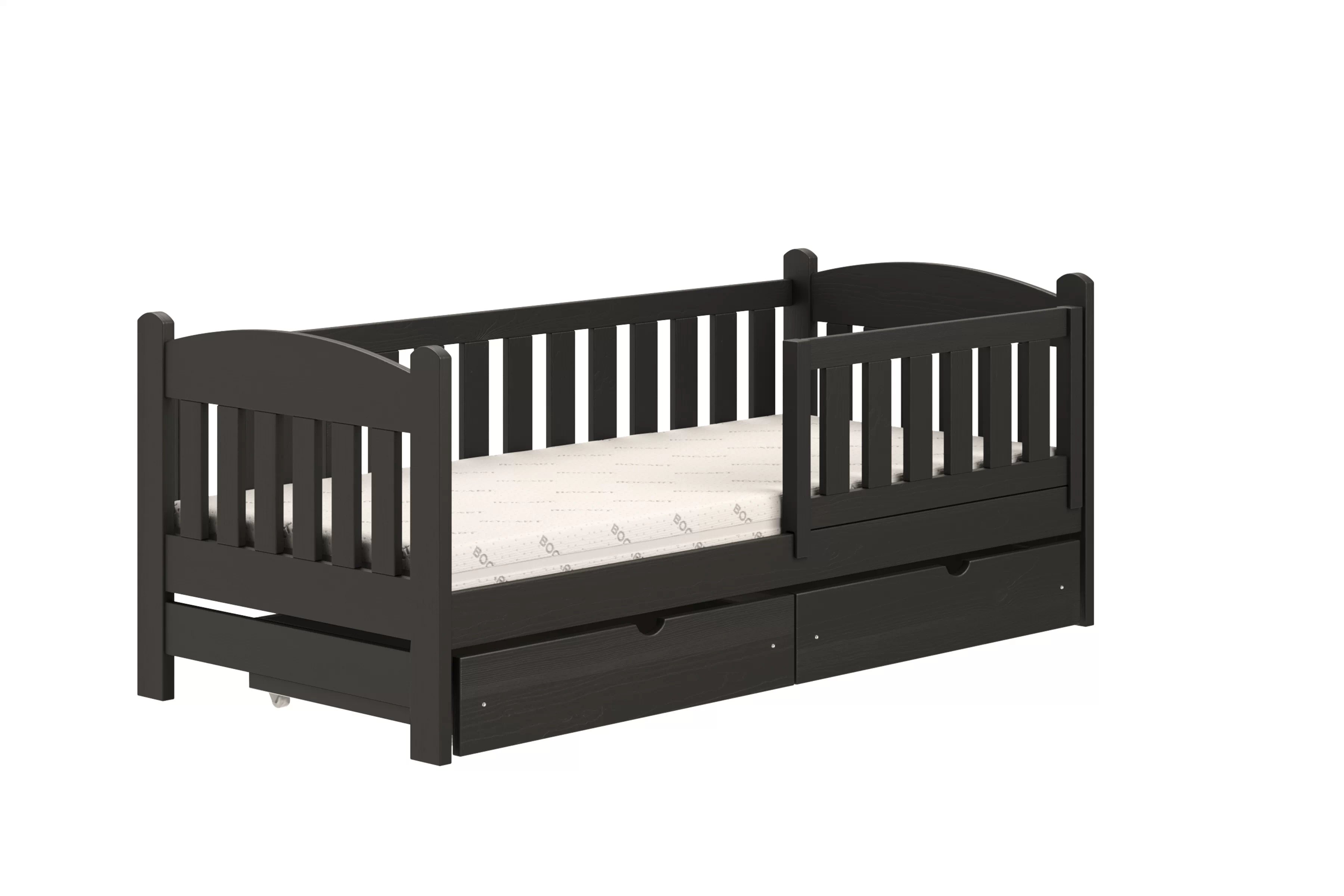 Dětská postel Alvins 80x180 cm - černá Postel dzieciece Alvins 80x180 dřevěná se zásuvkami - černá