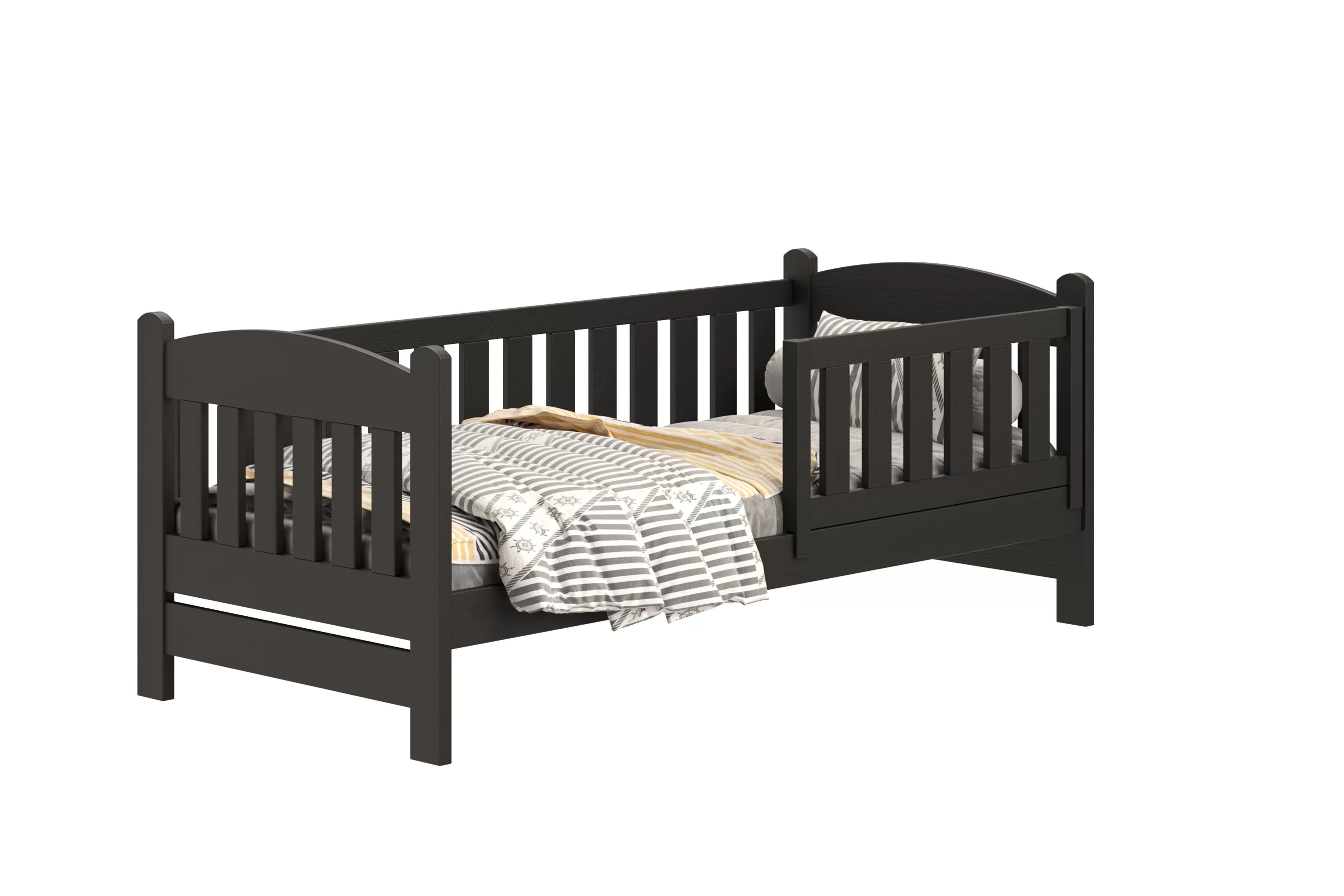 Dětská postel Alvins 80x190 cm - černá Postel dzieciece Alvins 80x190 dřevěná se zásuvkami - černá 