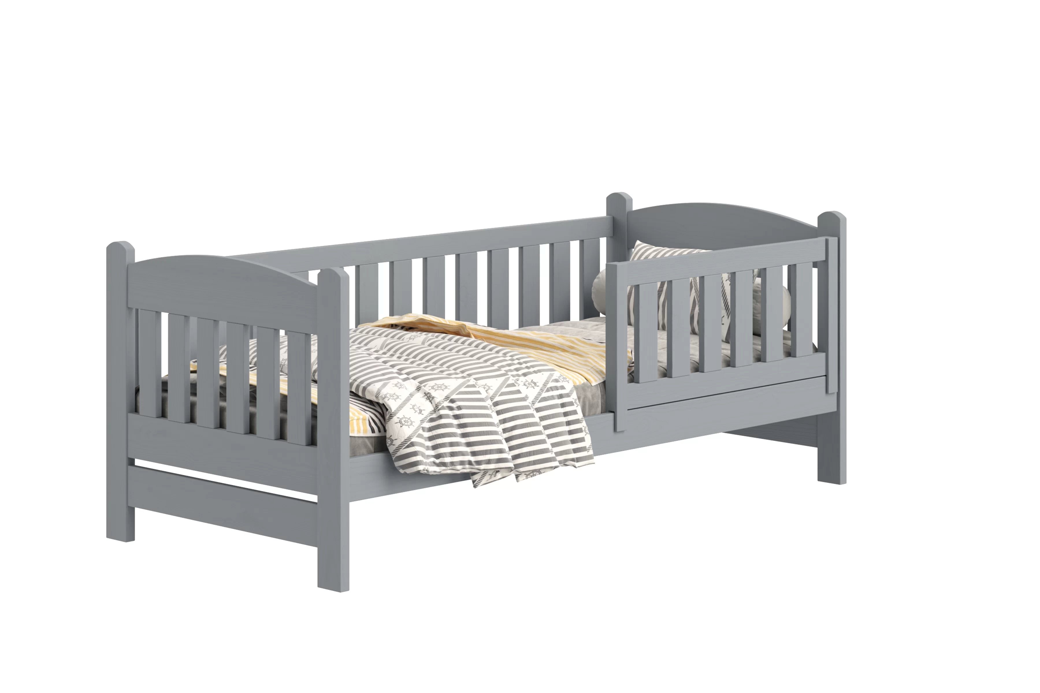 Detská posteľ Alvins so zásuvkami - 80x190 cm - šedá Posteľ dzieciece Alvins 80x190 drevená so zásuvkami - šedý