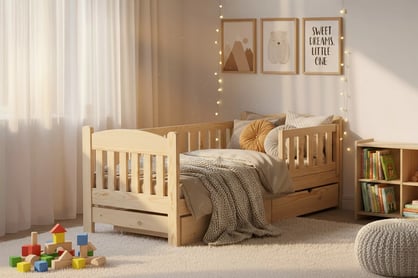 Detská posteľ Alvins 80x200 drevená so zásuvkami - borovica Posteľ dzieciece Alvins 80x200 drevená so zásuvkami - Borovica