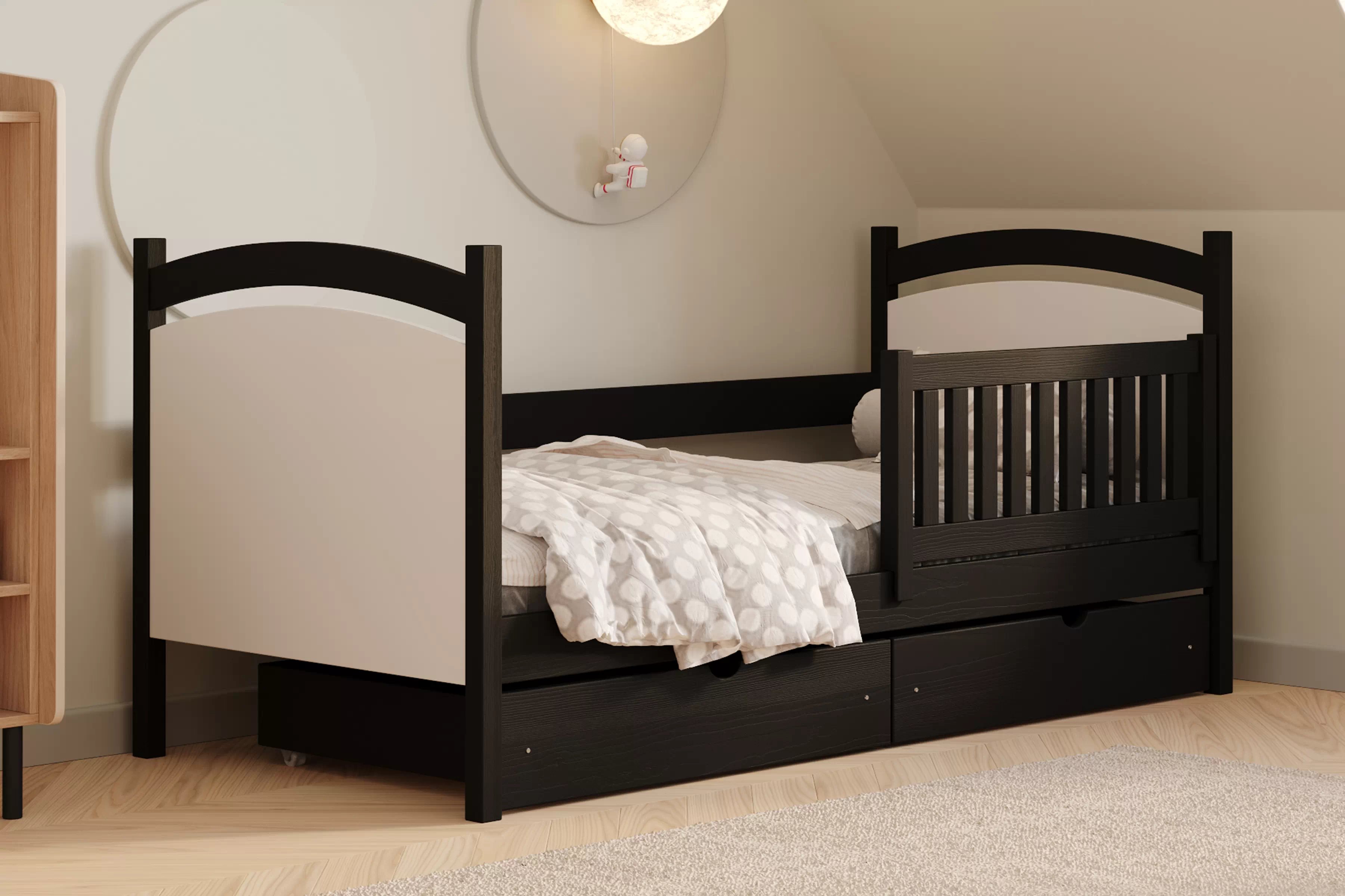 Dětská postel Amely s tabulí na fixy 80x190 cm - černá Postel dzieciece Amely 80x190 z tablica suchoscieralna - černá