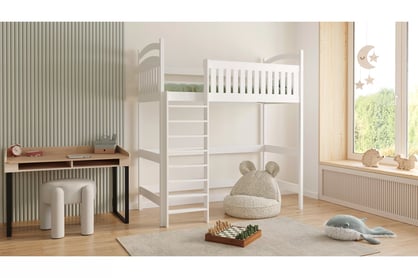 Vyvýšená detská posteľ Amely ZP 006 - Farba Biely, rozmer 80x200 Posteľ dzieciece Amely 80x200 vyvýšená - Biely  