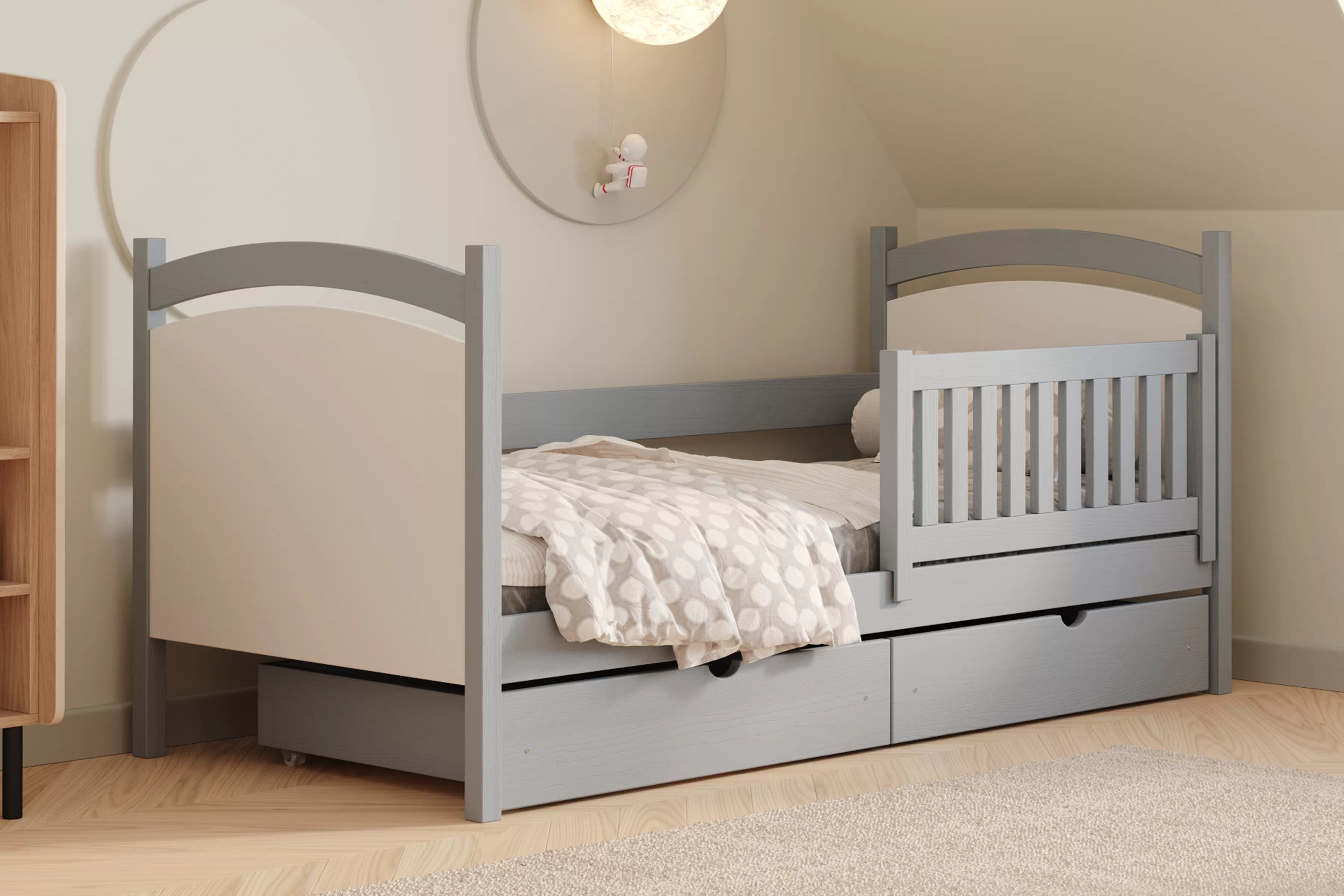 Dětská postel Amely s tabulí na fixy 90x180 cm - šedá Postel dzieciece Amely 90x180 z tablica suchoscieralna - šedá