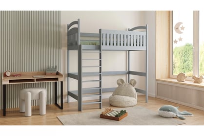 Amely galériás ágy - szürke / 90x200 Lozko dzieciece Amely 90x200 magasított ágy - szürke 