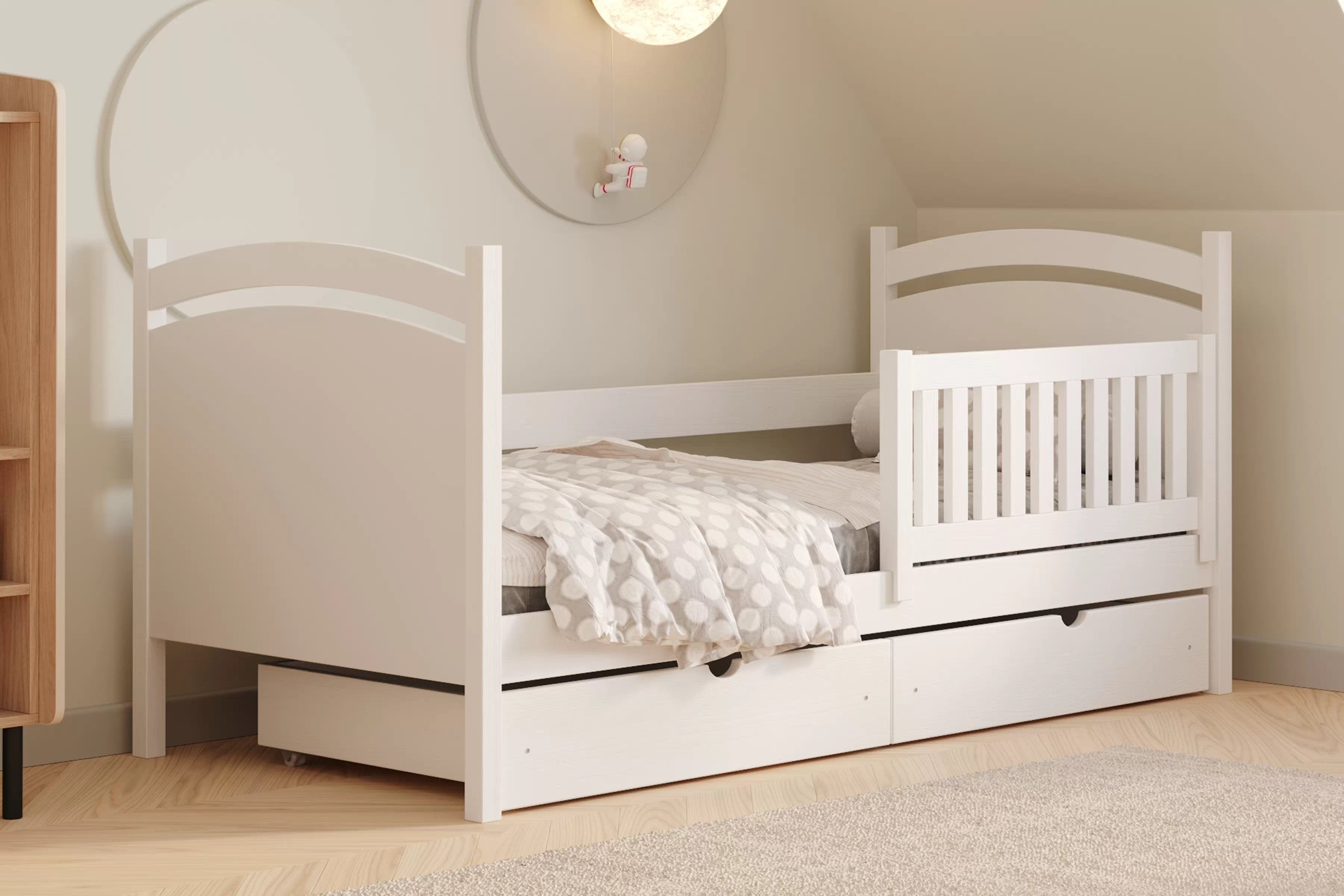 Detská posteľ s tabuľou Amely - biely, 90x200 Posteľ dzieciece Amely 90x200 z tablica suchoscieralna - Biely