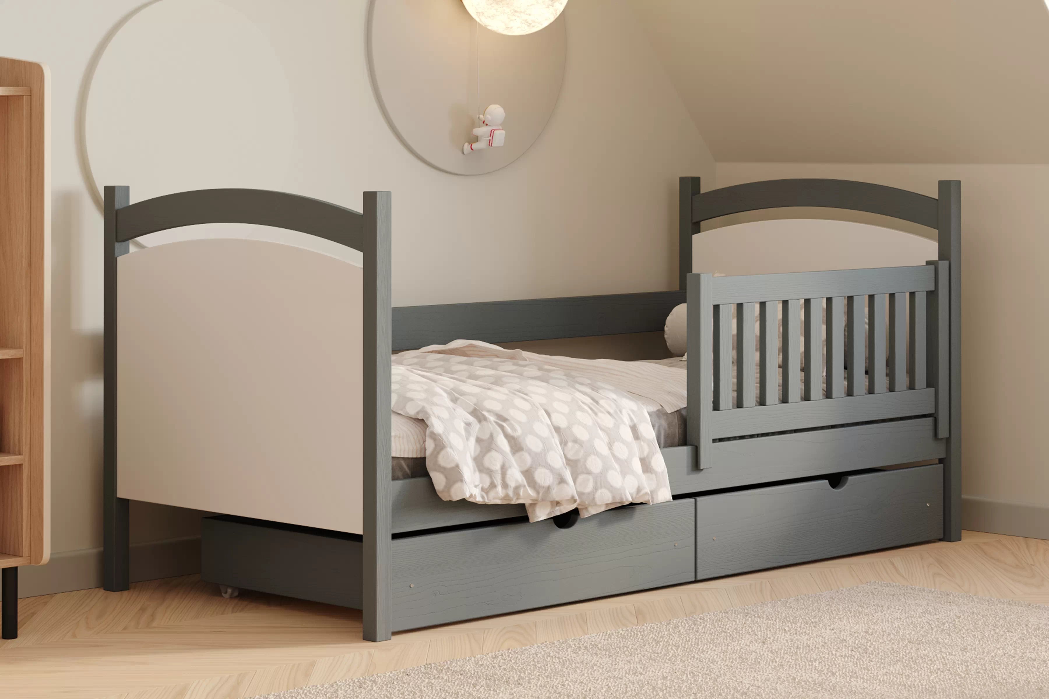 Dětská postel Amely s tabulí na fixy 90x200 cm - grafitová Postel dzieciece Amely 90x200 z tablica suchoscieralna - grafit