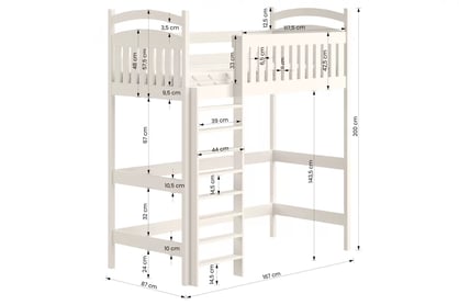 Vyvýšená detská posteľ Amely ZP 006 - Farba grafit, rozmer 80x160 Posteľ dzieciece vyvýšená Amely - Rozmery