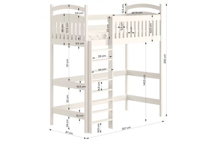 Vyvýšená detská posteľ Amely ZP 006 - Farba grafit, rozmer 80x200 Posteľ dzieciece vyvýšená Amely - Rozmery