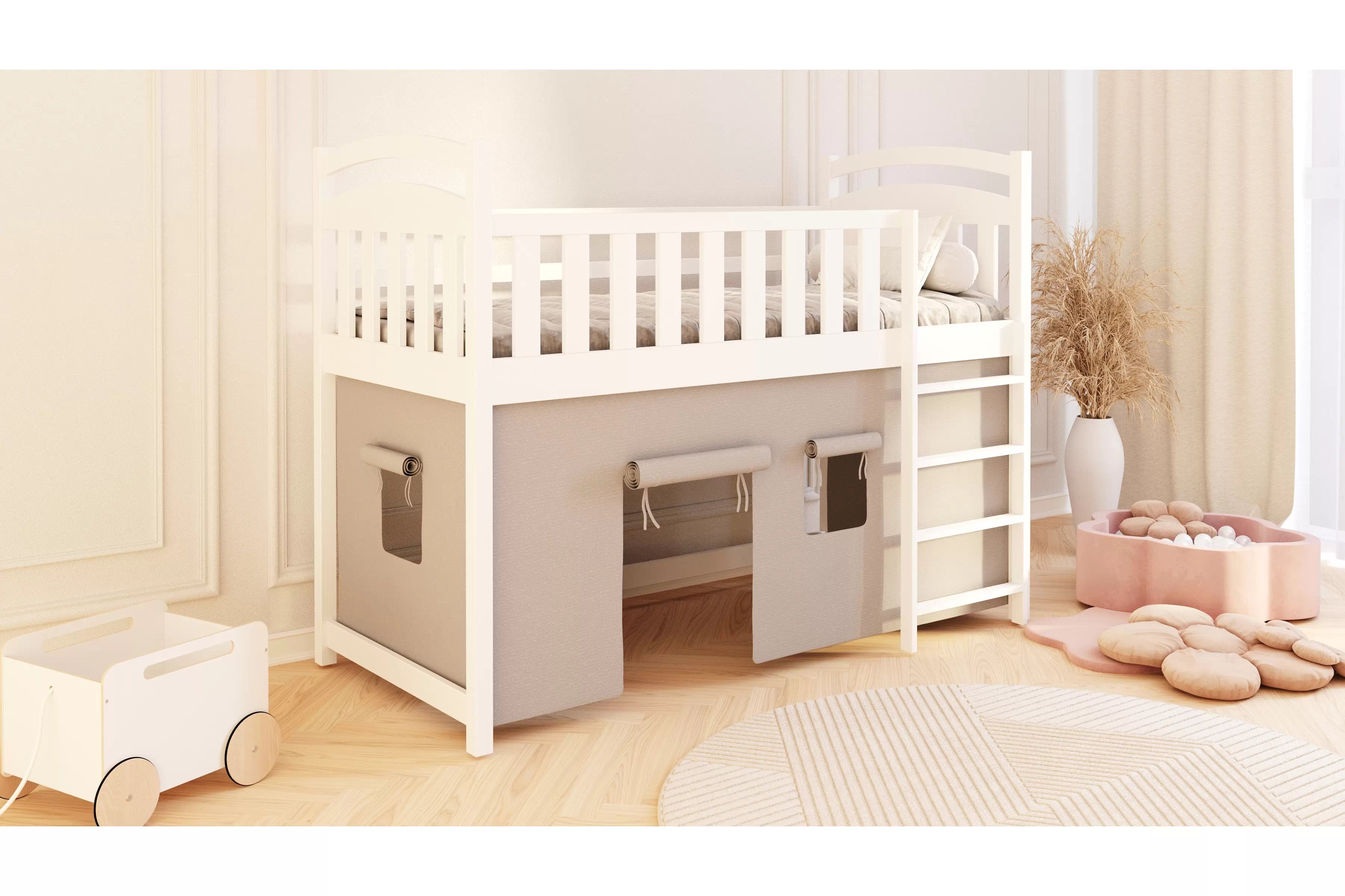 Vyvýšená detská posteľ Felixio - 80x180 cm - biela Posteľ dzieciece vyvýšená Felixio - 80x180 / Biely