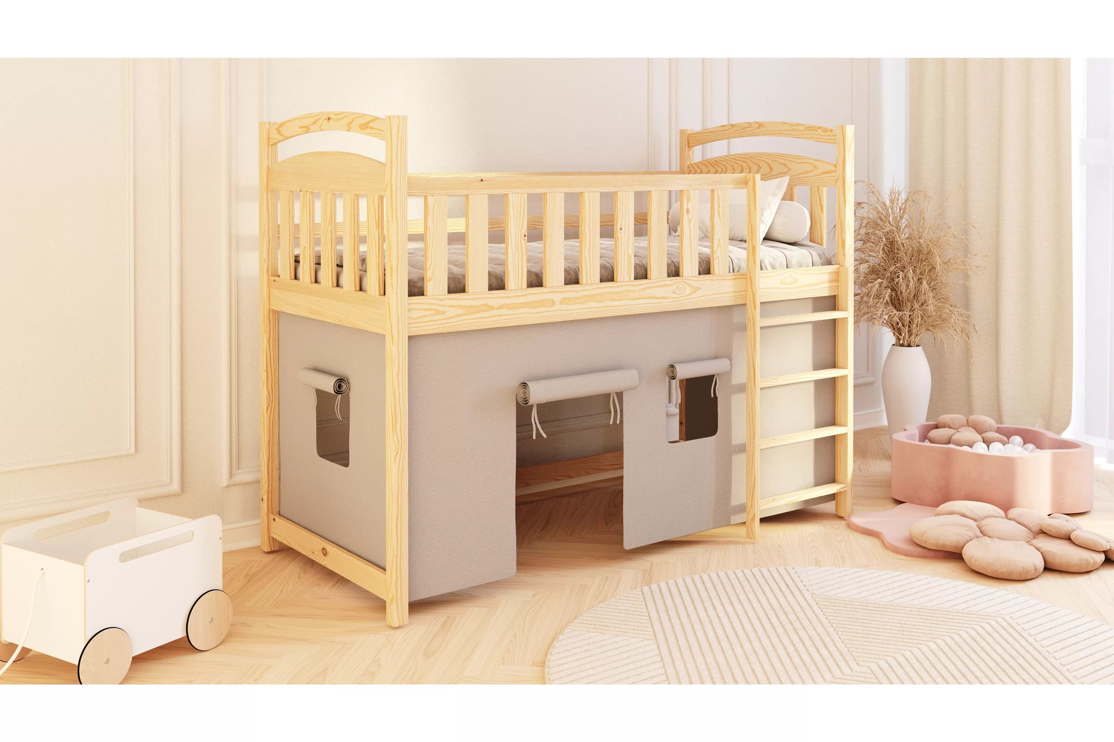 Vyvýšená detská posteľ Felixio - sosny, 80x180 Posteľ dzieciece vyvýšená Felixio - 80x180 / Borovica