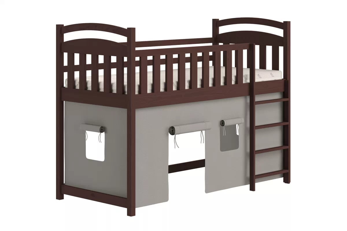 Vyvýšená detská posteľ Felixio - hnedý, 90x200 Posteľ dzieciece vyvýšená Felixio - 90x200 / Hnedý