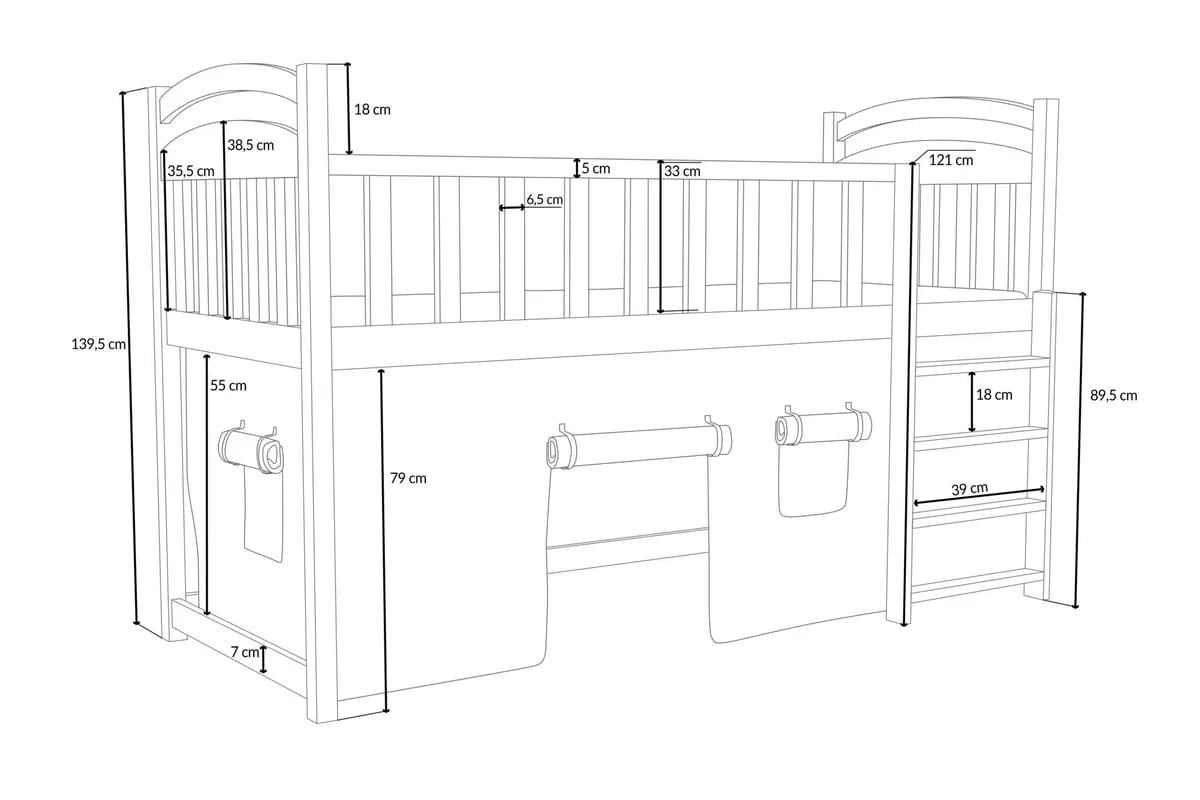 Vyvýšená detská posteľ Felixio - hnedý, 90x200 Posteľ dzieciece vyvýšená Felixio - 90x200 / Hnedý