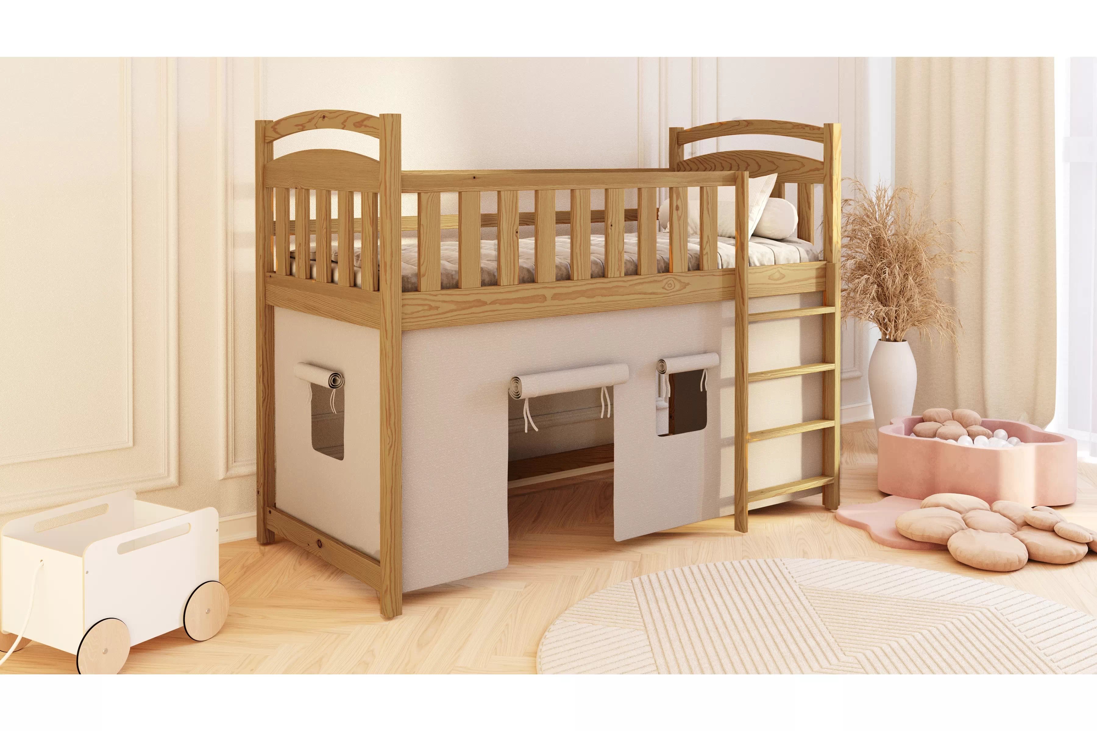 Vyvýšená detská posteľ Felixio - dub, 90x200 Posteľ dzieciece vyvýšená Felixio - 90x200 / Dub