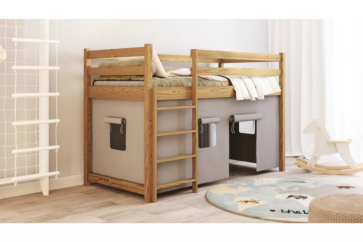 Dětská vyvýšená postel Kubi 90x200 - dub Postel dzieciece vyvýšená postel Kubi - 90x200 / dub