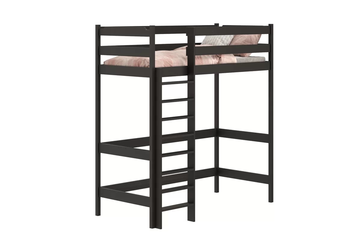 Vyvýšená detská posteľ Samio - 80x180 cm - čierna Posteľ dzieciece vyvýšená Samio z drabinka - 80x180 / Čierny