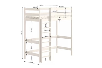Dětská vyvýšená postel Samio 80x190 cm - bílá Postel dzieciece vyvýšená postel Samio z drabinka - 80x190 / bílá