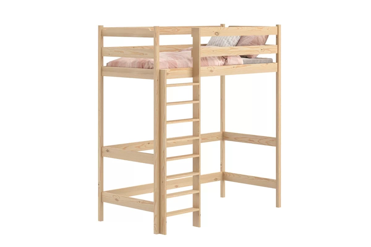 Vyvýšená detská posteľ Samio - 80x190 cm - borovica Posteľ dzieciece vyvýšená Samio z drabinka - 80x190 / Borovica