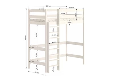 Dětská vyvýšená postel Samio 80x200 cm - bílá Postel dzieciece vyvýšená postel Samio z drabinka - 80x200 / bílá