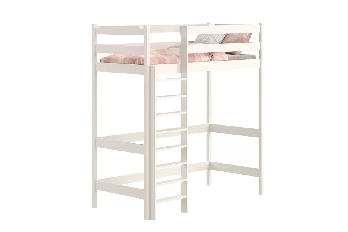 Vyvýšená detská posteľ Samio - 90x200 cm - biela Posteľ dzieciece vyvýšená Samio z drabinka - 90x200 / Biely