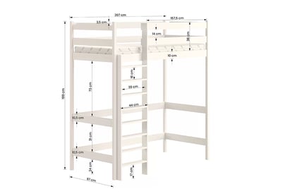 Dětská vyvýšená postel Samio 90x200 cm - bílá Postel dzieciece vyvýšená postel Samio z drabinka - 90x200 / bílá