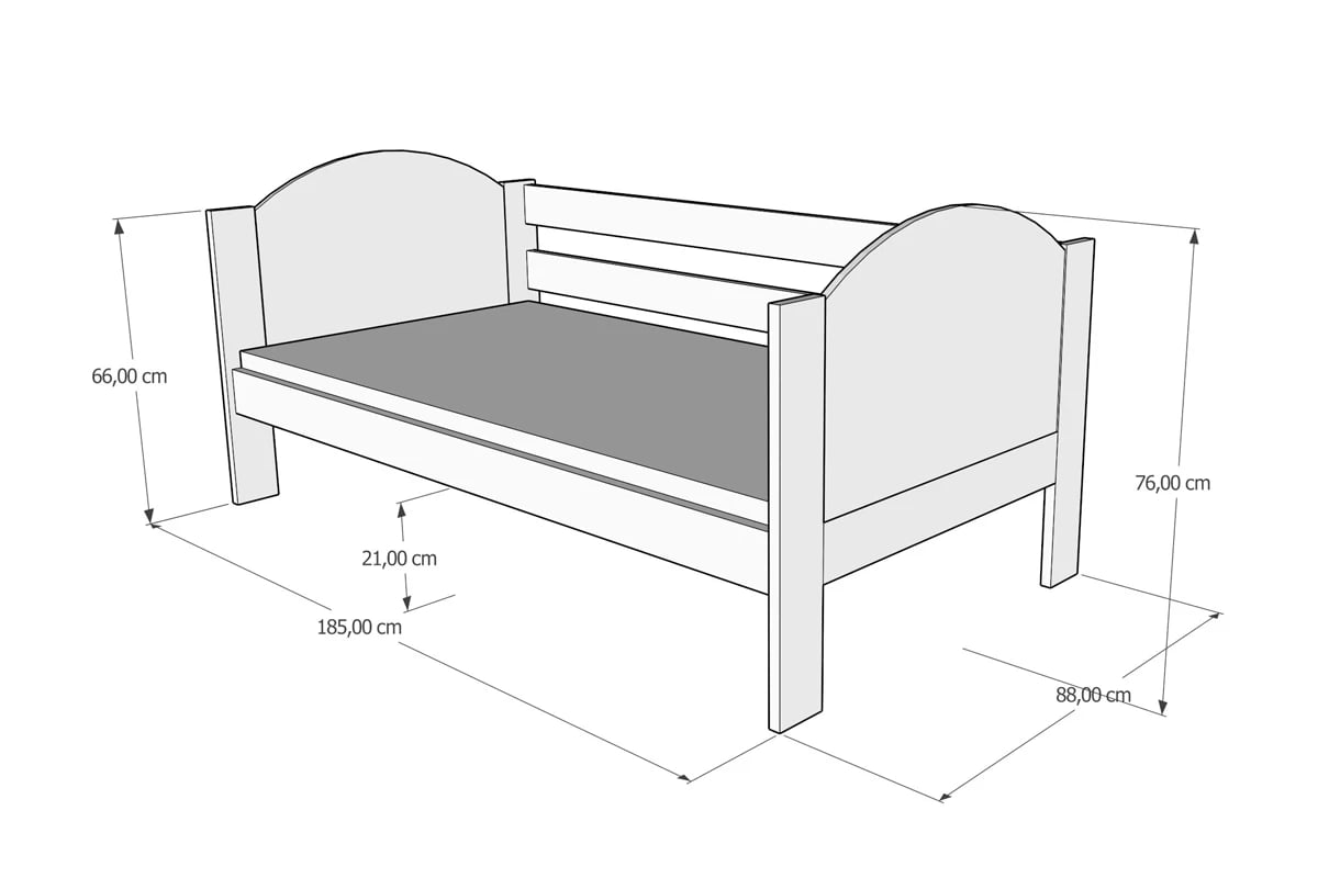 Jednoposchodová detská posteľ Denis II Drevená detská posteľ Denis II - wymiar 180/80