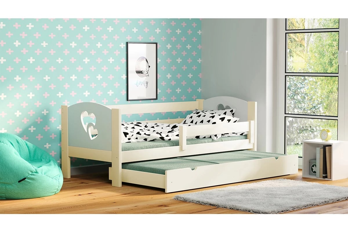 Detská posteľ Denis III srdcia Posteľ so zábradlím