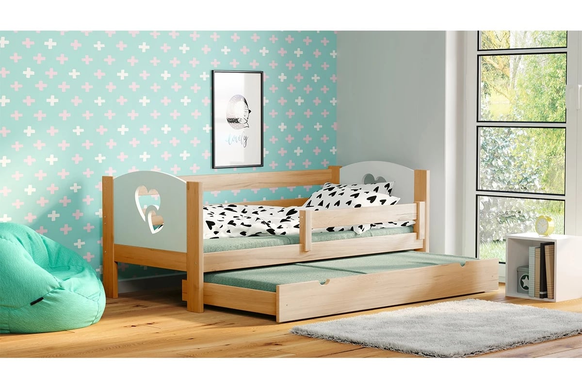 Detská posteľ Denis III srdcia Posteľ w farbe olchy
