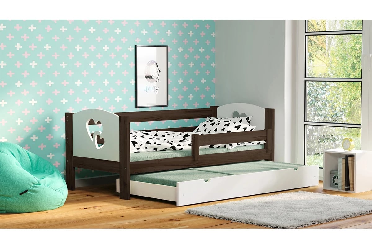 Detská posteľ Denis III srdcia Posteľ w farbe czekolady