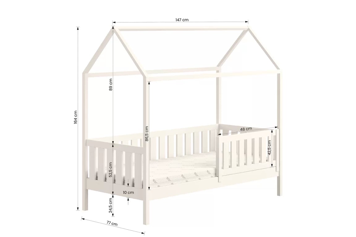 Detská posteľ domčeková Nemos 70x140 cm - biela Posteľ dzieciece domek prízemná Nemos - 70x140 / Biely