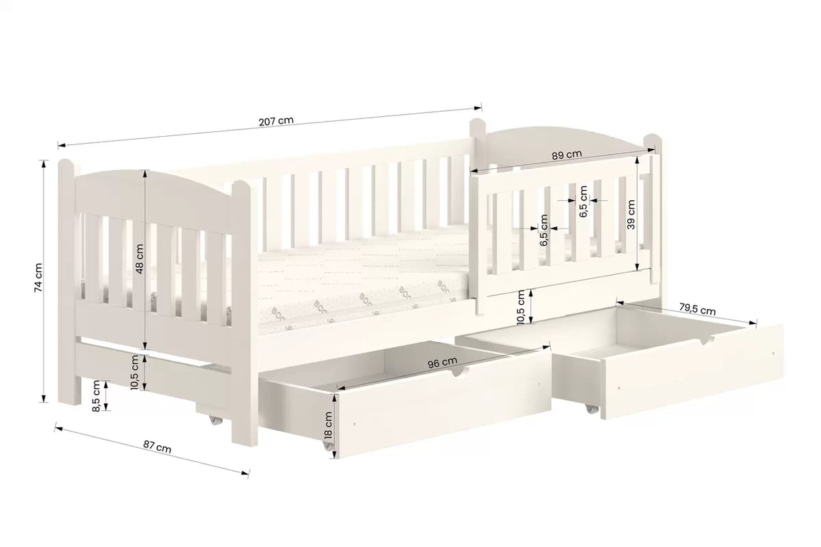 Detská posteľ Alvins so zásuvkami - 80x200 cm - biela Posteľ dzieciece drevená Alvins so zásuvkami - 80x200 / Biely