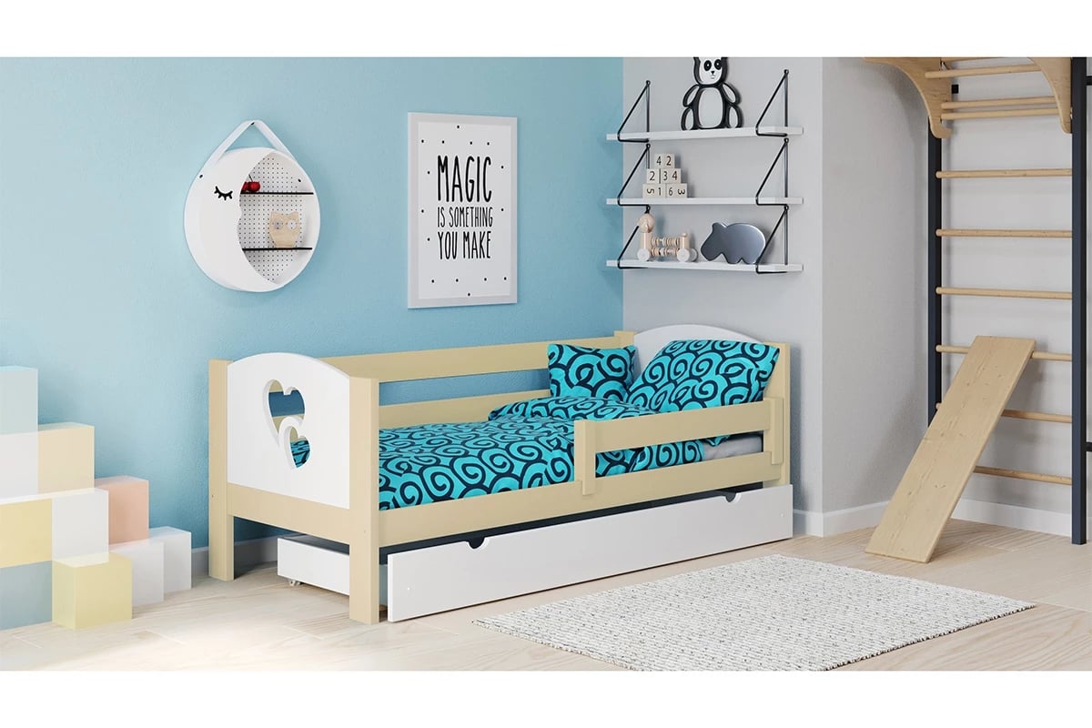 Detská posteľ Denis III srdcia Posteľ z bielym wezglowiem