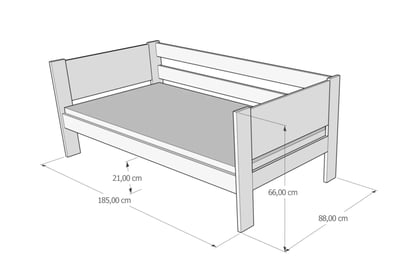 Drevená detská posteľ Denis Drevená detská posteľ Denis - Rozmery 180/80