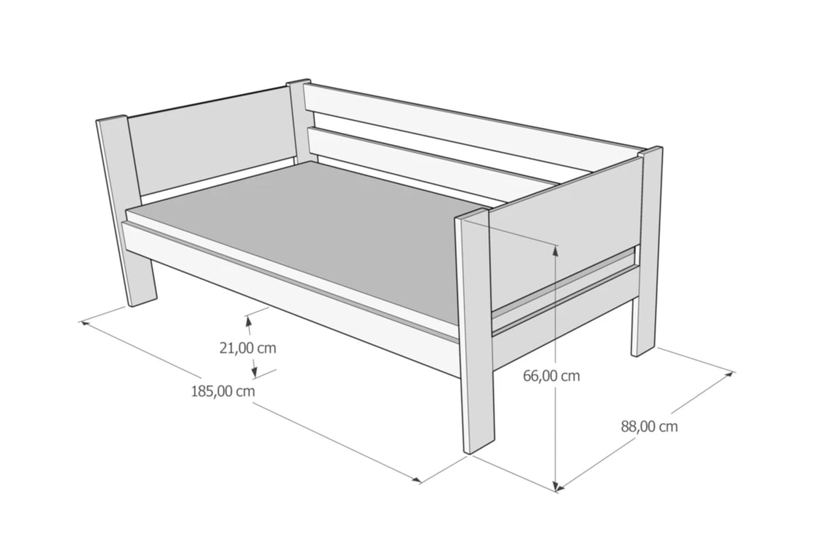 Drevená detská posteľ Denis Drevená detská posteľ Denis - Rozmery 180/80