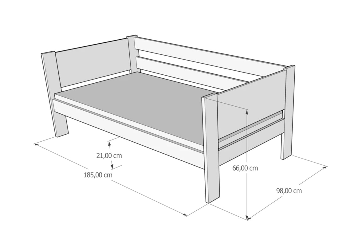 Drevená detská posteľ Denis Drevená detská posteľ Denis - Rozmery 180/90