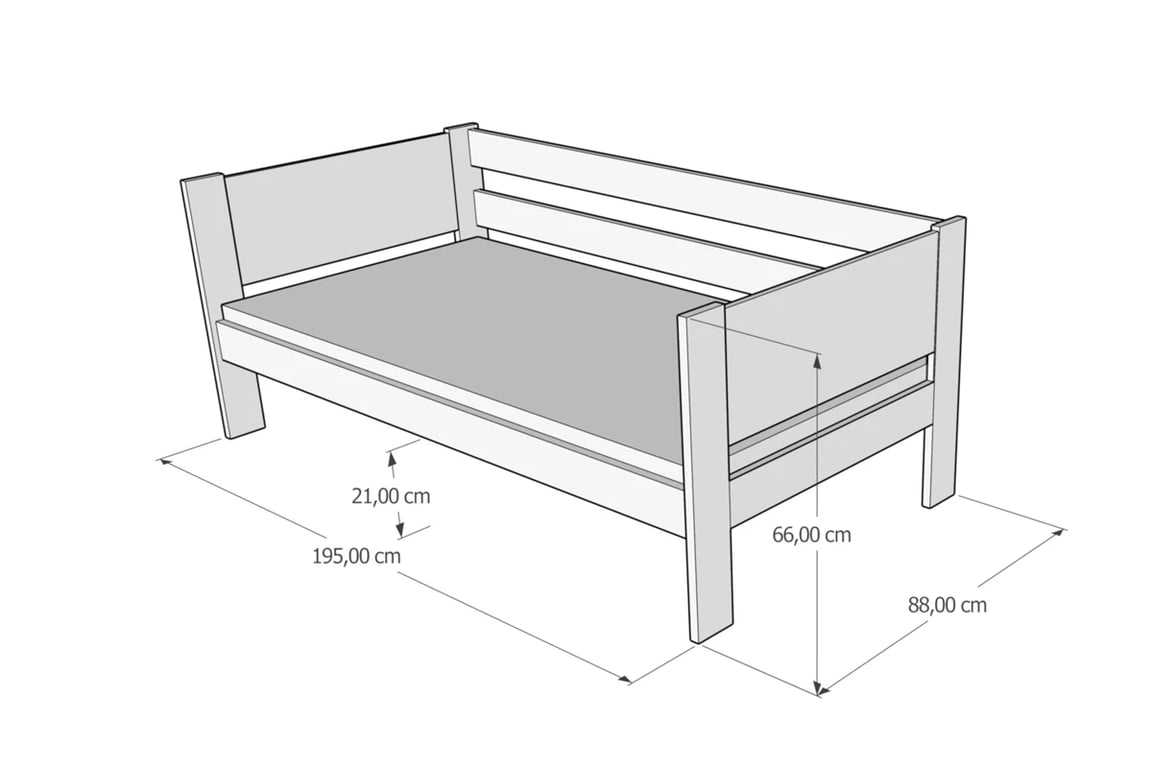 Drevená detská posteľ Denis Drevená detská posteľ Denis - Rozmery 190/80