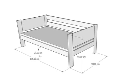 Drevená detská posteľ Denis Drevená detská posteľ Denis - Rozmery 190/90