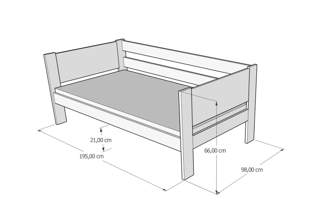Drevená detská posteľ Denis Drevená detská posteľ Denis - Rozmery 190/90