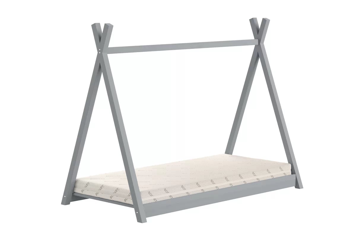 Dětská postel domeček Tipi 90x190 cm - šedá Postel dzieciece dřevěná domeček Tipi - 90x190 / šedá