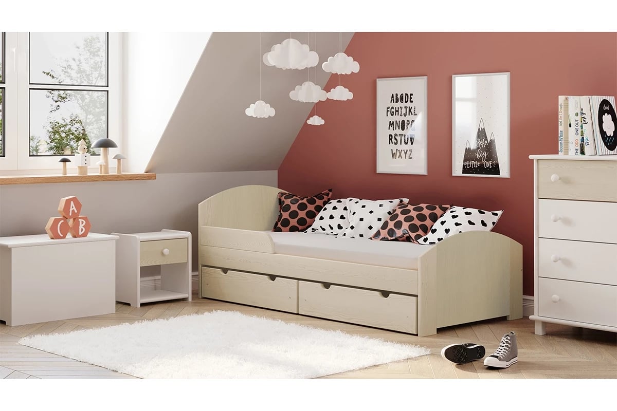 Drevená detská posteľ Fibi vanilkový Detská posteľ