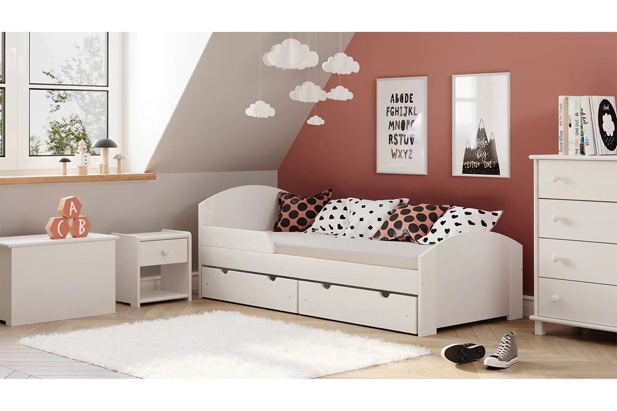 Drevená detská posteľ Fibi biely Detská posteľ