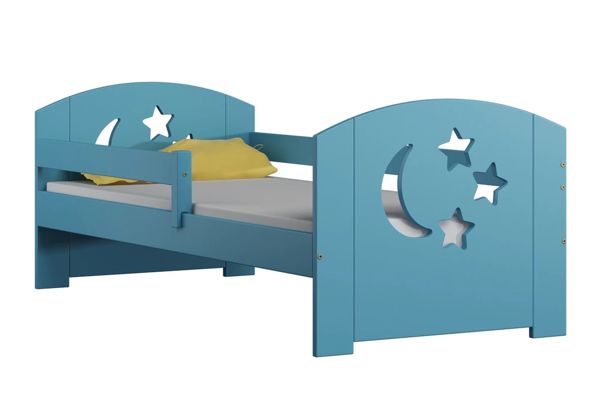 Dřevěná dětská postel Stars Moon DP 021 Modrá postel